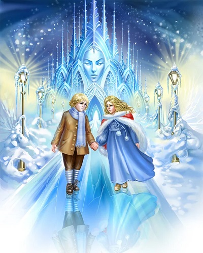Сказка Снежная королева - Кай и Герда вышли из ледяного дворца и пошли домой