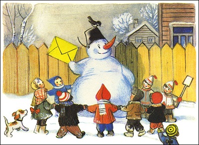 Слепили дети снеговика и дали ему письмо для Деда Мороза